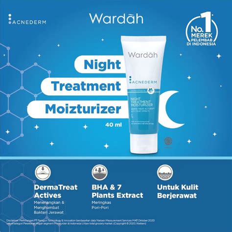 Jual Wardah Acnederm Night Treatment Moisturizer Ml Pelembab Wajah