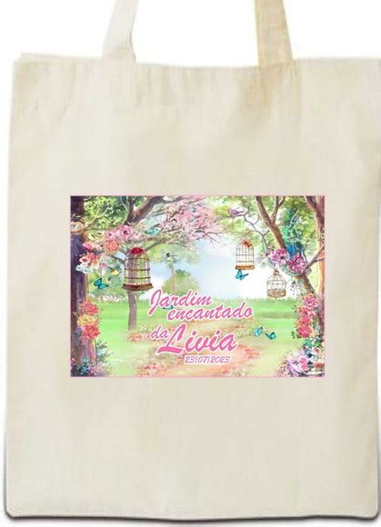 Sacola Ecobag Personalizada Tema Jardim Encantado 30x30 Elo7