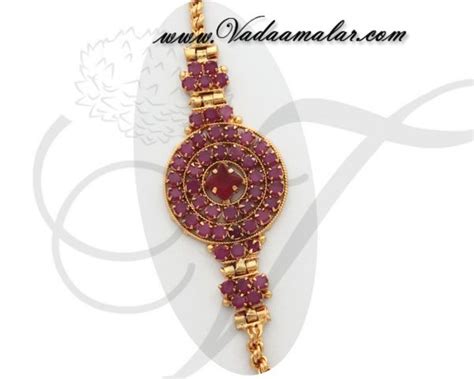 Traditional India Long Chain Full Ruby Stone Mugappu Side Pendants For