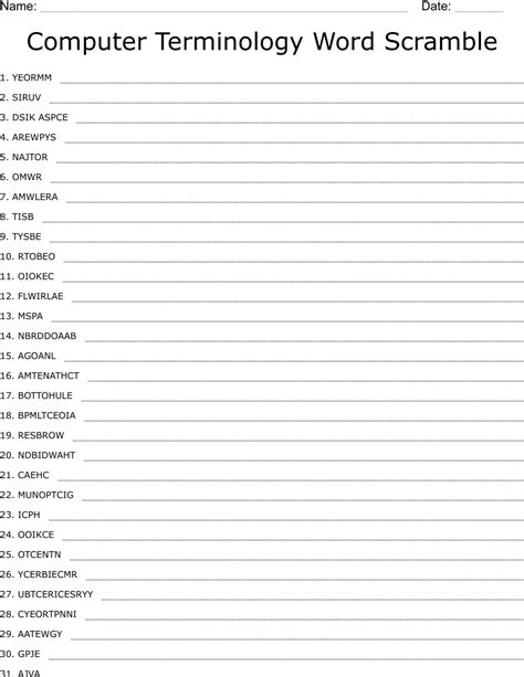 Computer Science Vocab Word Search Wordmint