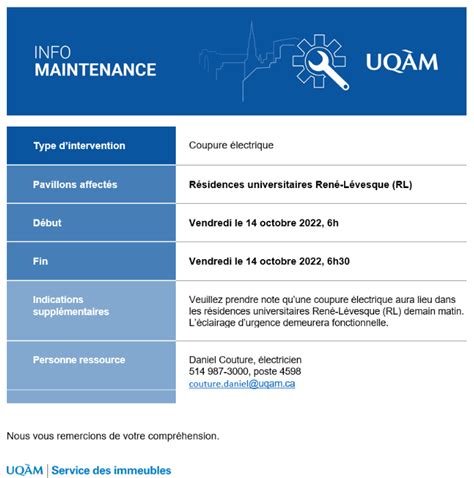 Résidences universitaires René Lévesque RL Service des immeubles UQAM