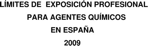 LÍmites De ExposiciÓn Profesional Para Agentes QuÍmicos En EspaÑa Pdf