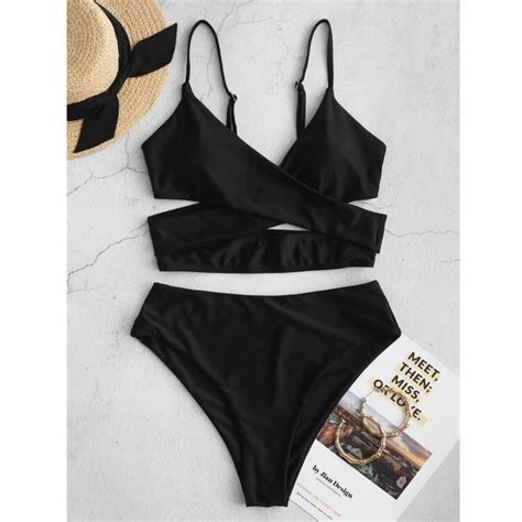 Maillot De Bain Deux Pièces Bikini Taille Haute Pour Femme Avec Contrôle Du Ventre Maillots