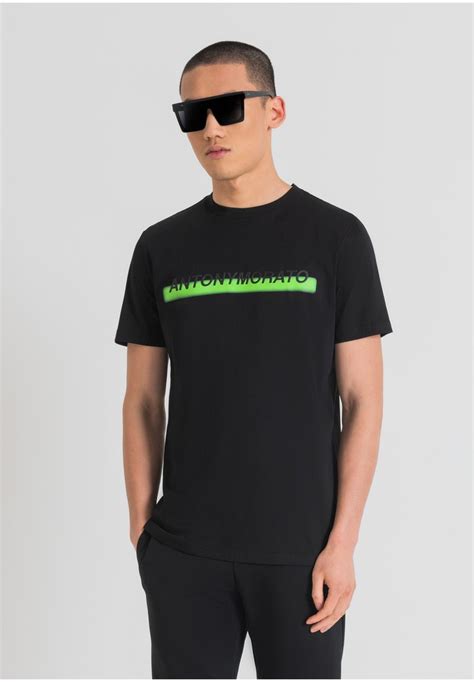 Antony Morato Regular Fit With Water And Rubber Injection Logo Print T Shirt Imprimé Black