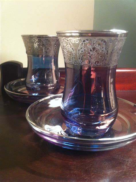 Vintage Turkish Tea Glasses Set Of Cups Saucers