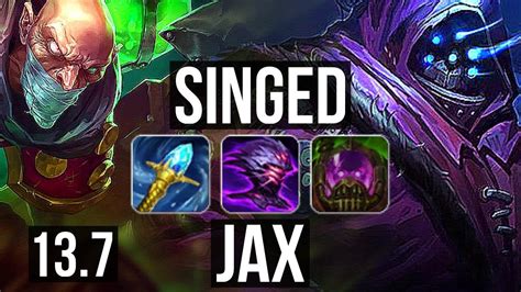 Singed Vs Jax Top 7 1 16 66 Winrate Godlike Kr Master 13 7