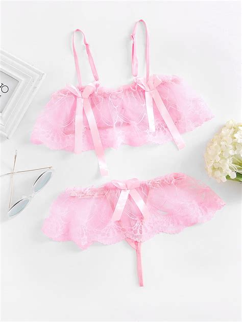 Bow Lace Lingerie Set SheIn Sheinside