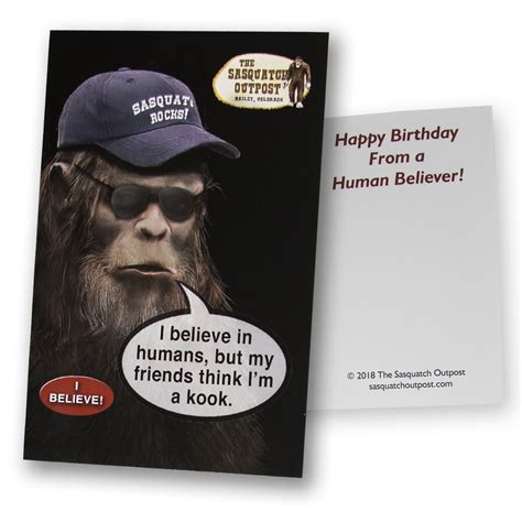 Bigfoot Human Believer Birthday Card Sasquatch Outpost