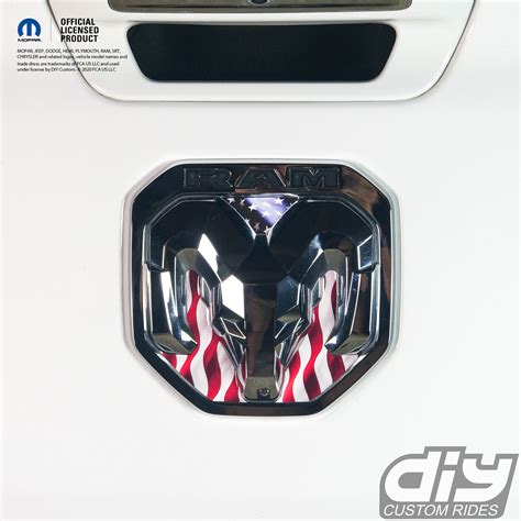 RAM Tailgate RAM Head Emblem Overlay Decals AMERICAN FLAG Fits 2009-20 ...