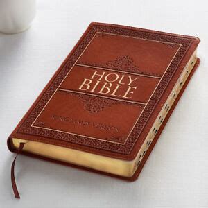 HOLY BIBLE King James Version Large Print Thumb Indexed Tan Faux ...