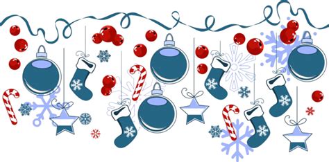 Border With Traditional Christmas Symbols Present Tinsel Holiday Vector