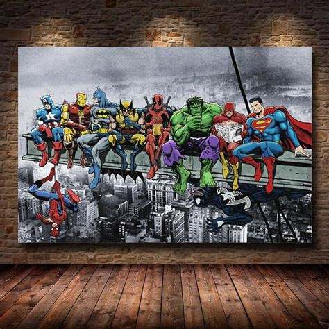 Marvel Avengers Superhero Paintings Canvas Painting Funny Movie Poster ...