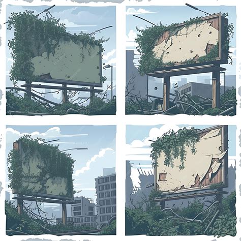 Premium Photo | Design of Ruined Cityscape Billboard Large Billboard Partially Destroy Banner