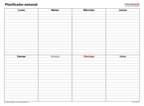 Planificadores Semanales En Word Excel Y Pdf