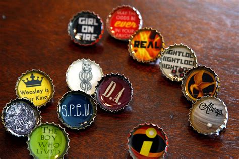 Resin Bottle Cap Pins Tutorial with Harry Potter and Hunger Games ...