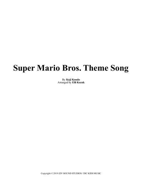 Super Mario Bros Main Theme By Avner Hoderov Ziv Sidi And Alan Silvestri Digital Sheet