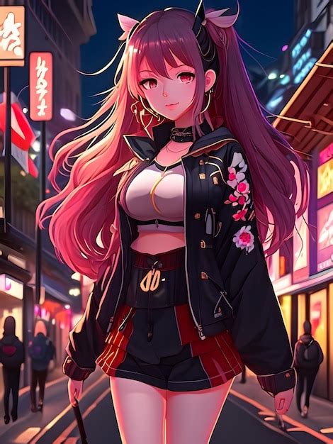 Premium AI Image | anime girl in harajuku fashion style