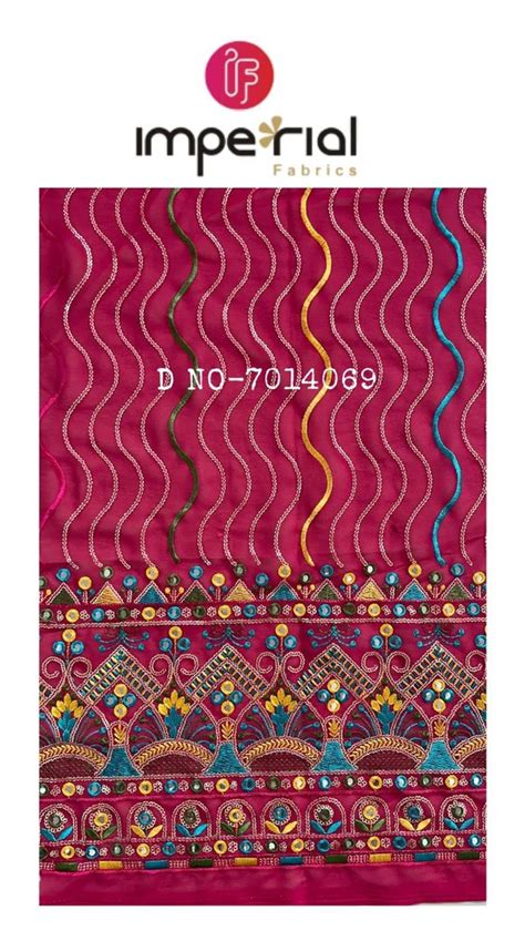 Georgette Jorjet Embroidery Fabric Sequence Multi Work At Rs Meter