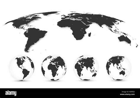 Mapa Del Mundo Aislado Sobre Fondo Blanco En Color Gris Globo