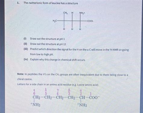 solved   zwitterionic form  leucine   structure cheggcom