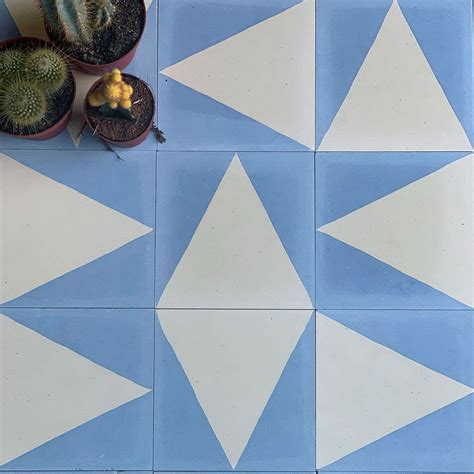 Blue Pyramid Encaustic Cement Tile Otto Tiles Design