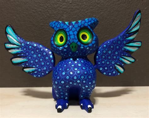 Hand Carved Wood Alebrije Owl By Zeny Fuentes And Reyna Pe A Etsy