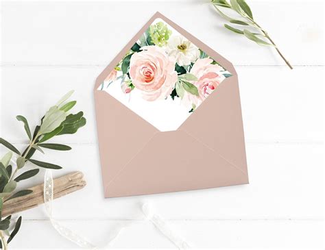 Floral Envelope Liner Envelope Liners A7 Envelope Pink Boho Boho Floral Wedding Invitation