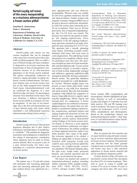 Pdf Sertoli Leydig Cell Tumor Of The Ovary Masquerading As A Mucinous