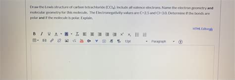 Solved Draw the Lewis structure of carbon tetrachloride | Chegg.com