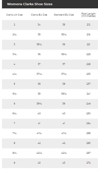 Clarks Size Guide