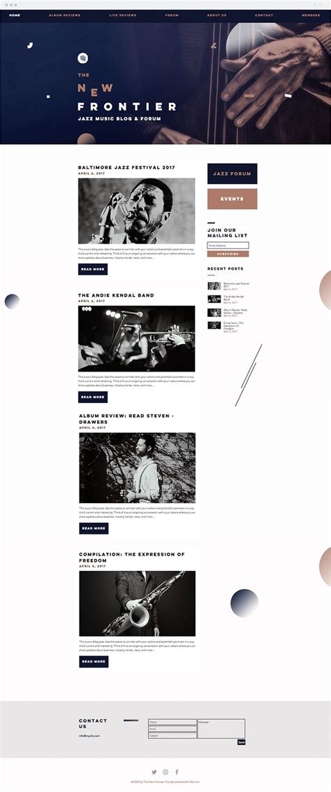 Jazz Music Blog Website Template | Blog website template, Website ...