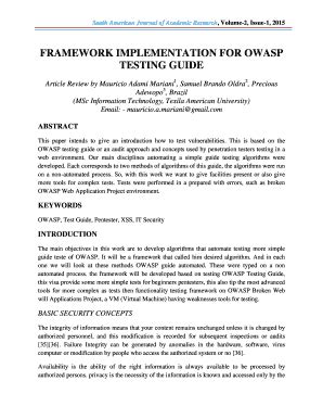 Fillable Online Framework Implementation For Owasp Testing Guide