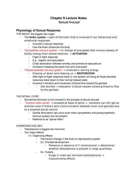 Sexual Arousal And Physiology Of Sexual Response Studocu