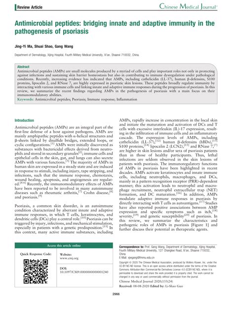 Pdf Antimicrobial Peptides Bridging Innate And Adaptive Immunity In