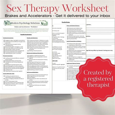 Sex Therapy Worksheet Download Brakes And Accelerators Etsy