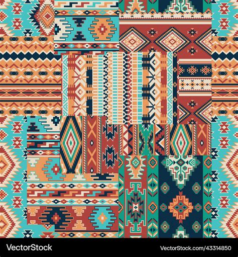 Native American Traditional Fabric Patchwork Vector Image