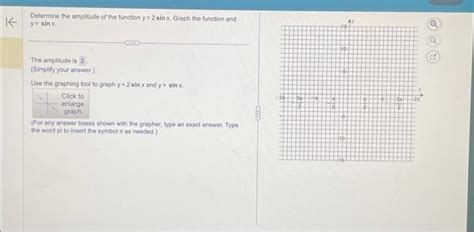 Solved Determine the amplitude of the function y=2sinx, | Chegg.com