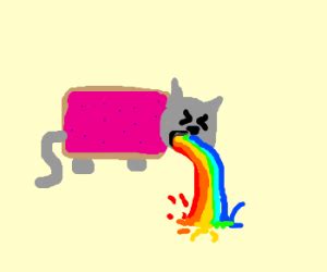 Nyan cat throws up a rainbow - Drawception