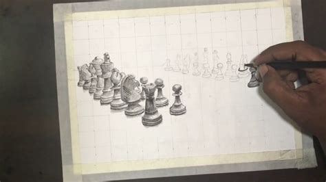 Perspective Chess Board Drawing For each individual chess piece we will ...