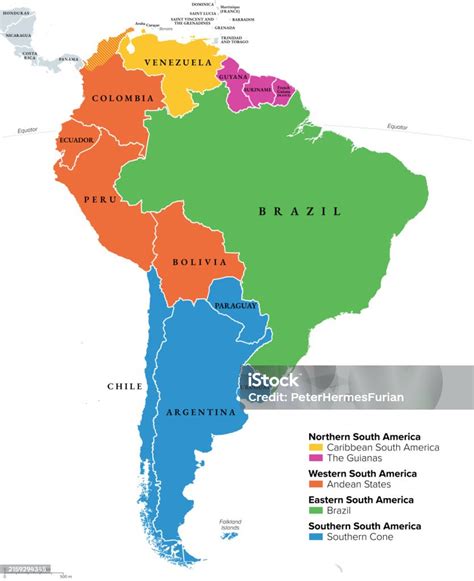 Imagens Do Mapa Da América Do Sul - Vetores de Regiões Geográficas Da América Do Sul Mapa Político ...