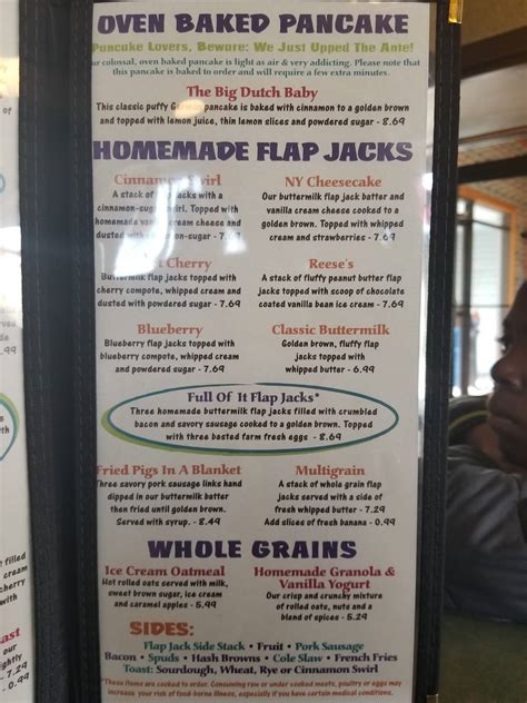 Menu at Original Flap Jack Shack restaurant, Traverse City, US-31