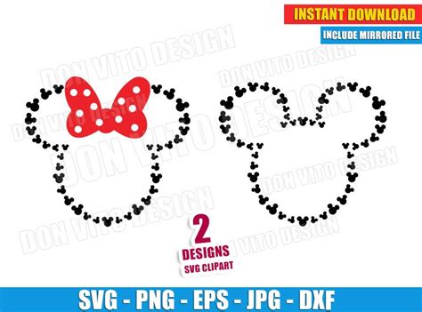 Mickey And Minnie Mouse Head Svg Dxf Png Disney Clipart Cut Files