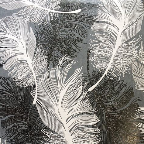 Coloroll Feathers Blown Vinyl Wallpaper Glitter Dappled Monochrome