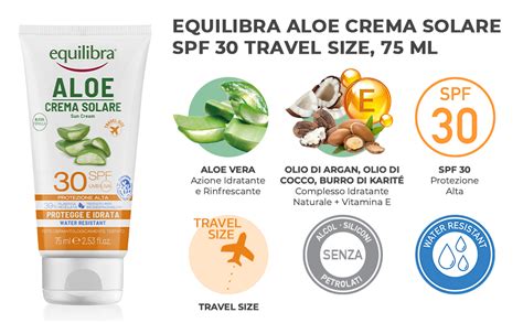 Equilibra Solari Aloe Crema Solare SPF 30 Travel Size A Base Di Aloe