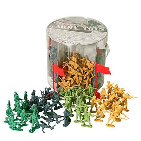 Small Toy Army Figures In A Tin Container