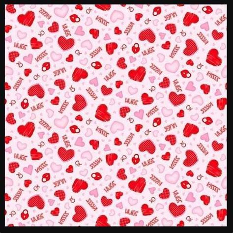 Gnomie Love Fabric Tossed Hearts Words 9783 22 Pink Valentine Day