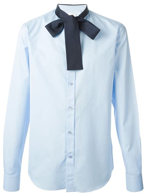 Alexander Mcqueen Pussy Bow Shirt In Blue For Men Lyst