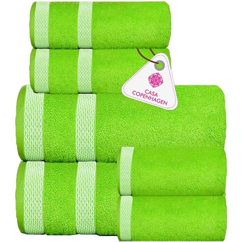 Casa Copenhagen Solitaire Towel Designed In Denmark 600 Gsm 6pcs Towels Set Lime Green Casa