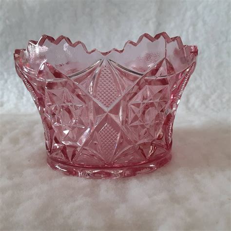 Vintage Fostoria Pressed Pink Cut Glass Bowl Makers Etsy