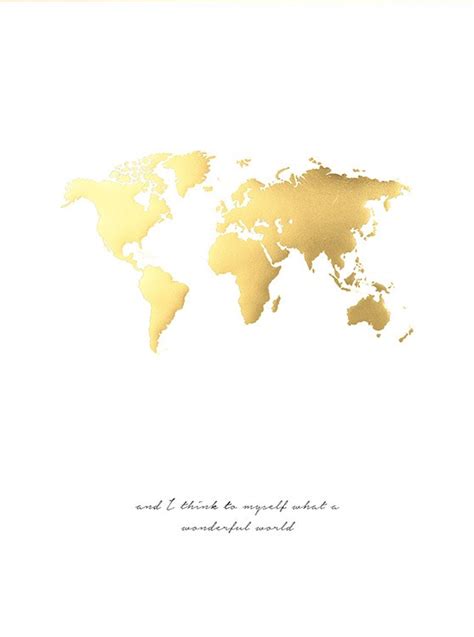 Poster mapa do mundo a dourado quadro dourado Decoração